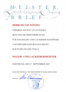 Meisterbrief Silvio Ntzel